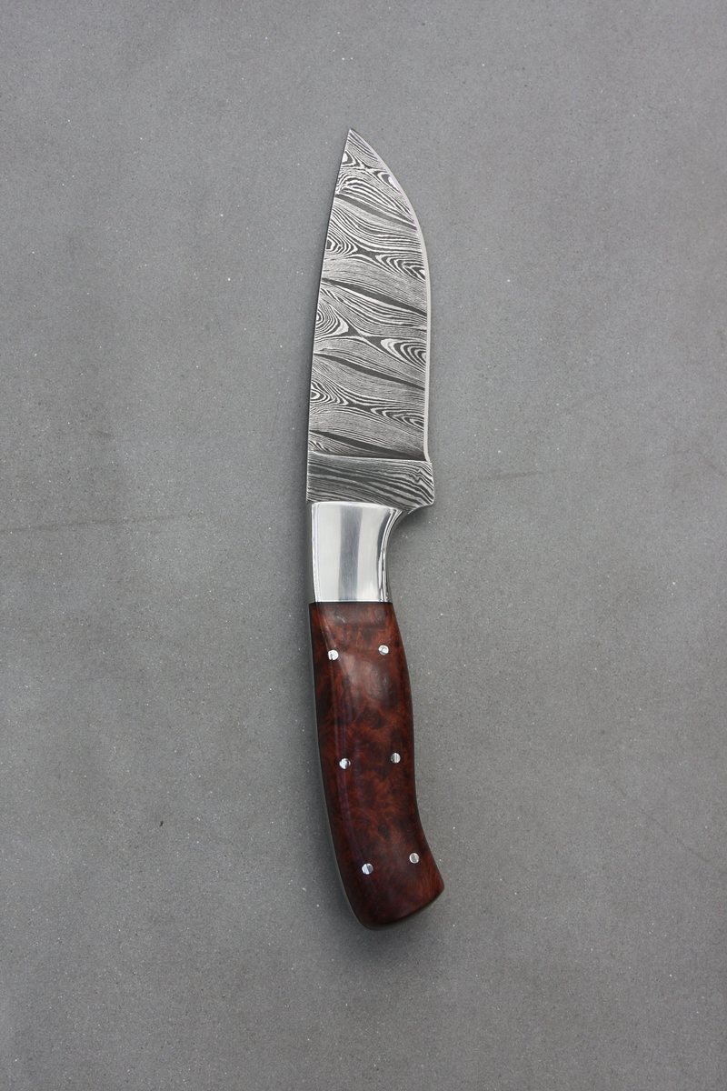 Red Amboyna Twist Damascus Hunter